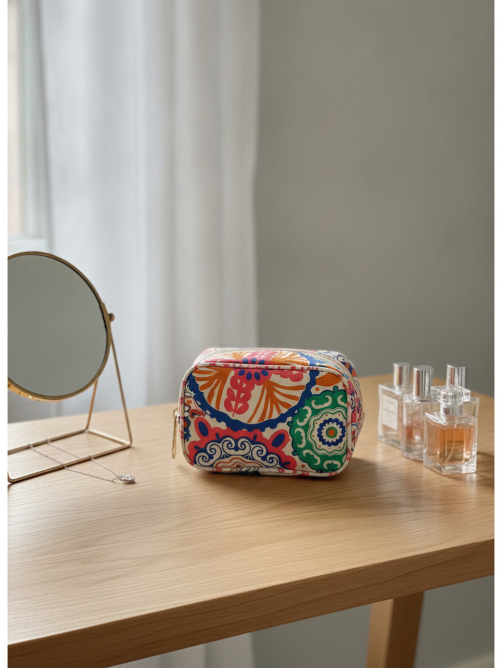 Contents by Allegro | Boho Style Travel Organizer Clutch Floral Cosmetic Case